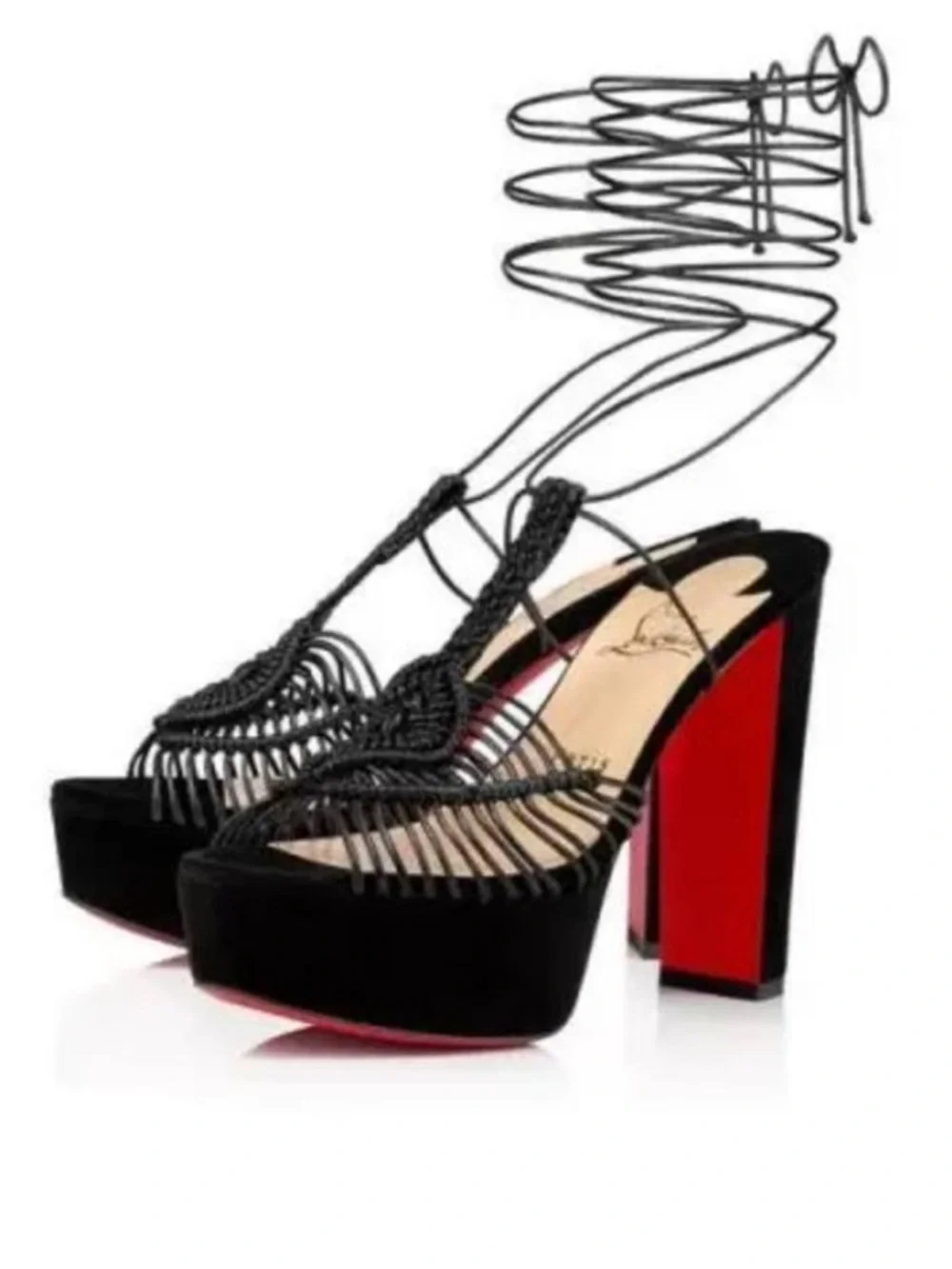 Christian Louboutin Janis in heels Alta 130mm wrap around heels RETAIL 1,295